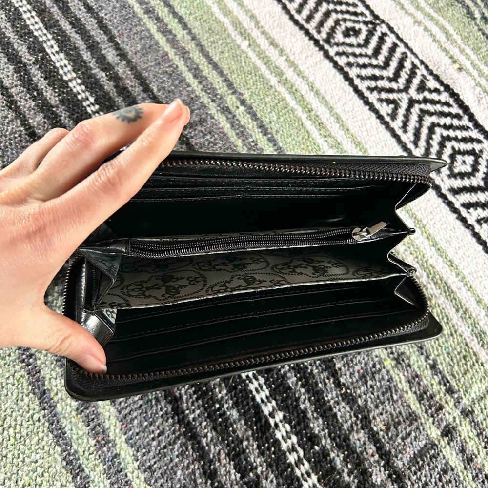 Dolls kill Thomas Wylde black leather skull long wallet guc - Picture 5 of 7